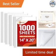 Tissue Paper 1000 Sheets White 14 x 20 in Acid Free Gift Bag Packing