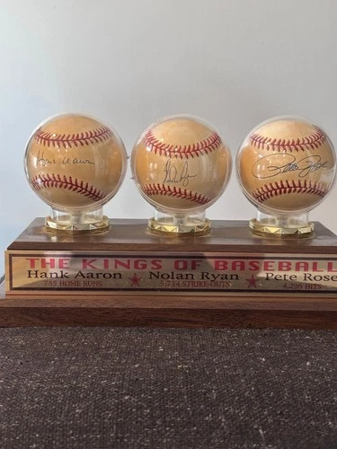 Kings of Baseball Nolan Ryan, Hank Aaron, Pete Rose Autographed Baseballs