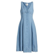 Reformation Savannah Denim Button Front V Neck Midi Dress, Classic 90's, 10