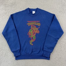 Vintage Teenage Mutant Ninja Turtles Sweatshirt Boys Large Blue 80s Cartoon TMNT