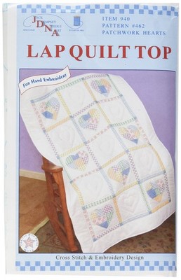 Jack Dempsey Stamped White Lap Quilt Top 40''X60'', Patchwork Hearts
