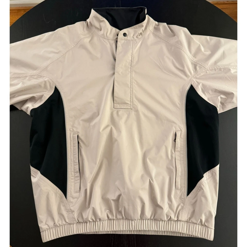 FootJoy Dryjoys Golf Windshirt Jacket Mens Large Beige Short Sleeve Pullover - Image 2 of 4