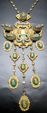 EBE Gorgeous 1930's Egyptian Revival Scarab Antique Necklace