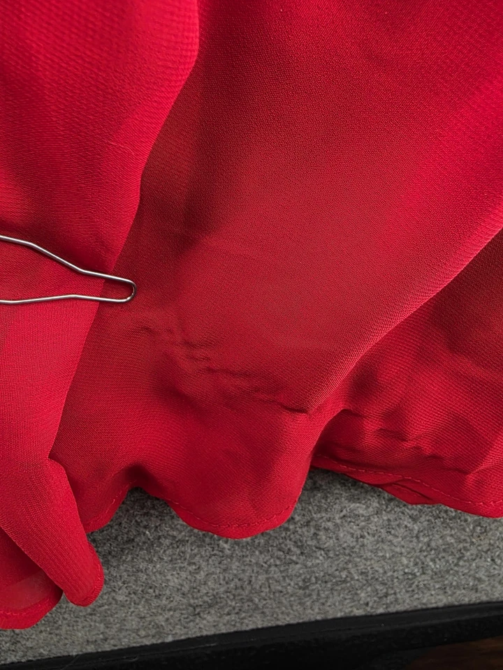 Connected Apparel Dress Womens 12 Red Sleeveless V Neck Ruched Waist Cocktail - Image 3 of 4