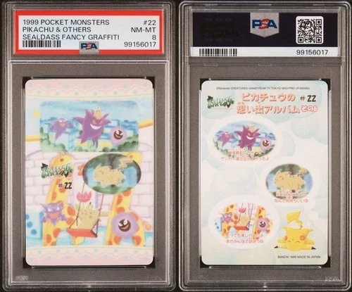 1999 Pokemon Pocket Monsters Sealdass Fancy Graffiti #22 Pikachu Gengar PSA 8