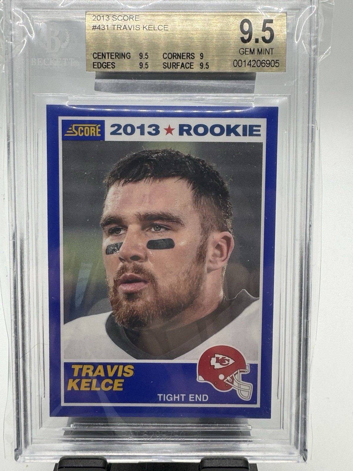 2013 Panini Score Travis Kelce Blue #431 BGS 9.5 HOF , KC Legend🏈🏈🔥