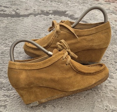 Clarks Originals Damenschuhe YARRA BEE Wildleder Desert Wedges Schnürsenkel Mokassin UK 4