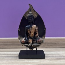 Buddha Statue Thai Meditation Resin Vintage Fengshui Buddhism Figurine 10x5inch