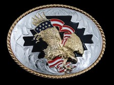 SF15168 NOS VINTAGE 1980s AMERICAN BALD EAGLE PATRIOTIC BELT BUCKLE