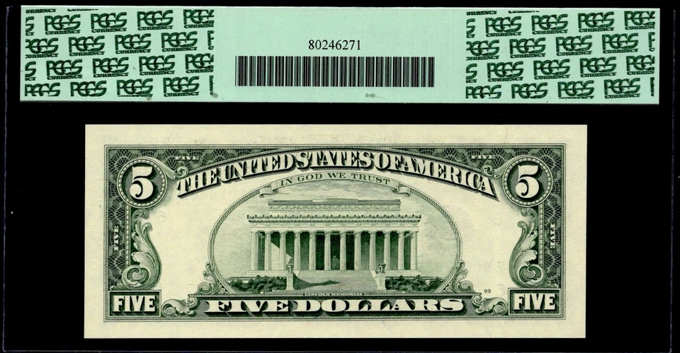 1995 $5 FRN ATLANTA FR: 1985-F*. PCGS: 67 PPQ. LOW RUN RARE GRADE FANCY LOW S/N. - Image 2 of 4