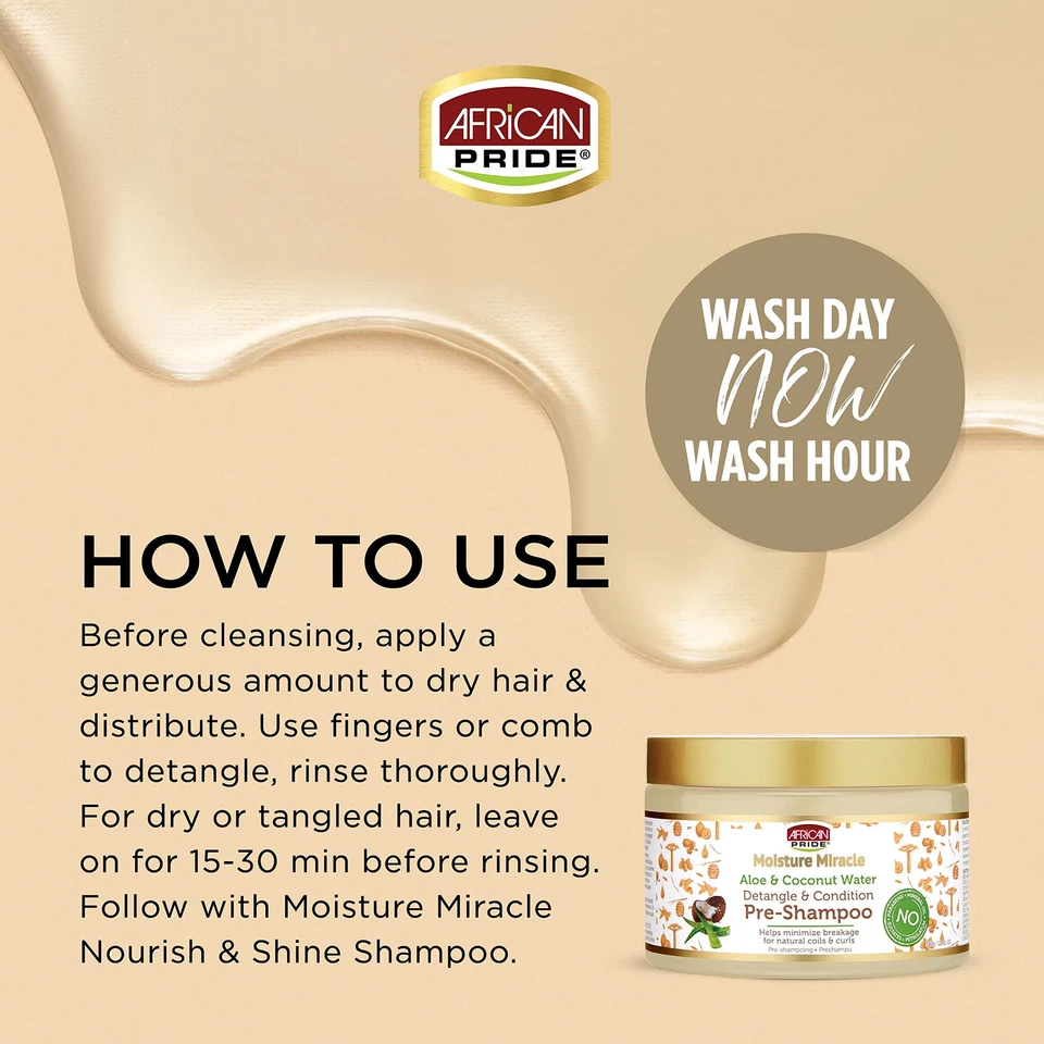 African Pride Moisture Miracle Aloe Coconut Water Pre Shampoo 12oz Detangles ... - Image 3 of 4