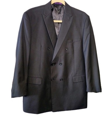 Vinci Italy Mens Suit Jacket 46L Black Blazer Sport Coat Classic Career Wear