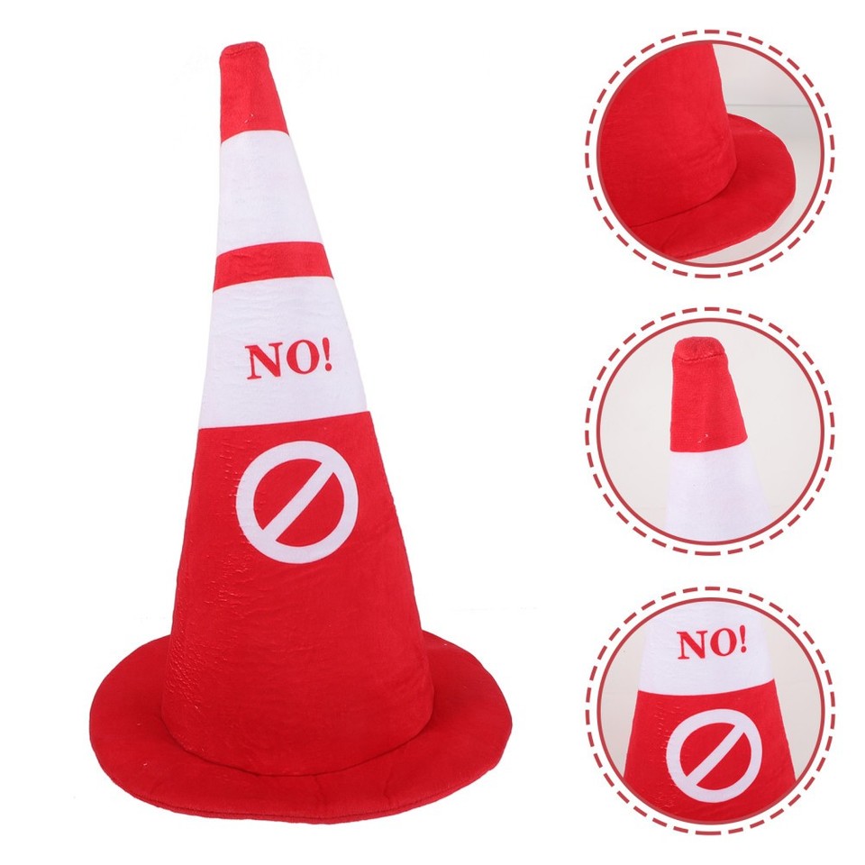 Red Day Prop Durable Plush Traffic Cone Hat Red Lightweight Party and Photo Prop ...