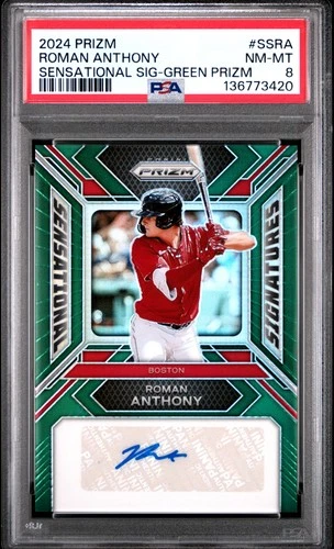 Roman Anthony - 2024 Panini Prizm Sensational Sig-Green Prizm #SSRA PSA 8