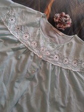 Vintage Katz Shift Nightgown Aqua Blue Green Cotton Blend Plus Vintage Lingerie