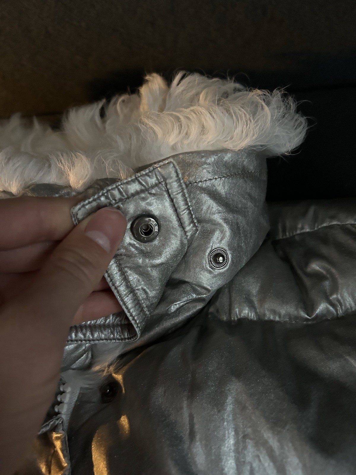 Moncler Kerria Gilet Silver Faux Fur Goose Down Puffer Vest Mens thumbnail 9