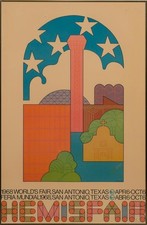 1968 HemisFair San Antonio Texas World Fair Vintage Poster
