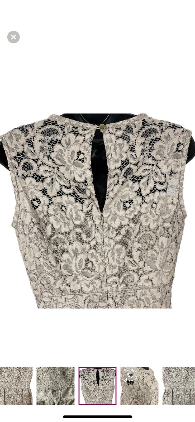 Abito Kate Spade pizzo floreale linea A donna taglia 8 beige panna cocktail