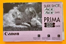 Canon Sure Shot Ace Prima 35mm Camera Instruction Manual 1988 Pub. C-II-147