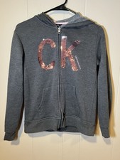Calvin Klein Jacket Girls Size XL 16 Pink Sequin Gray