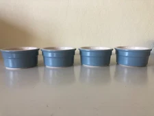 Set of 4 French CERMER Blue Cream Ramekins Baking Cups Sauce Dishes