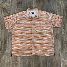 Vintage Patagonia Rhythm Shirt Mens Large Orange Brown Stripe Wavy Button Up Y2K