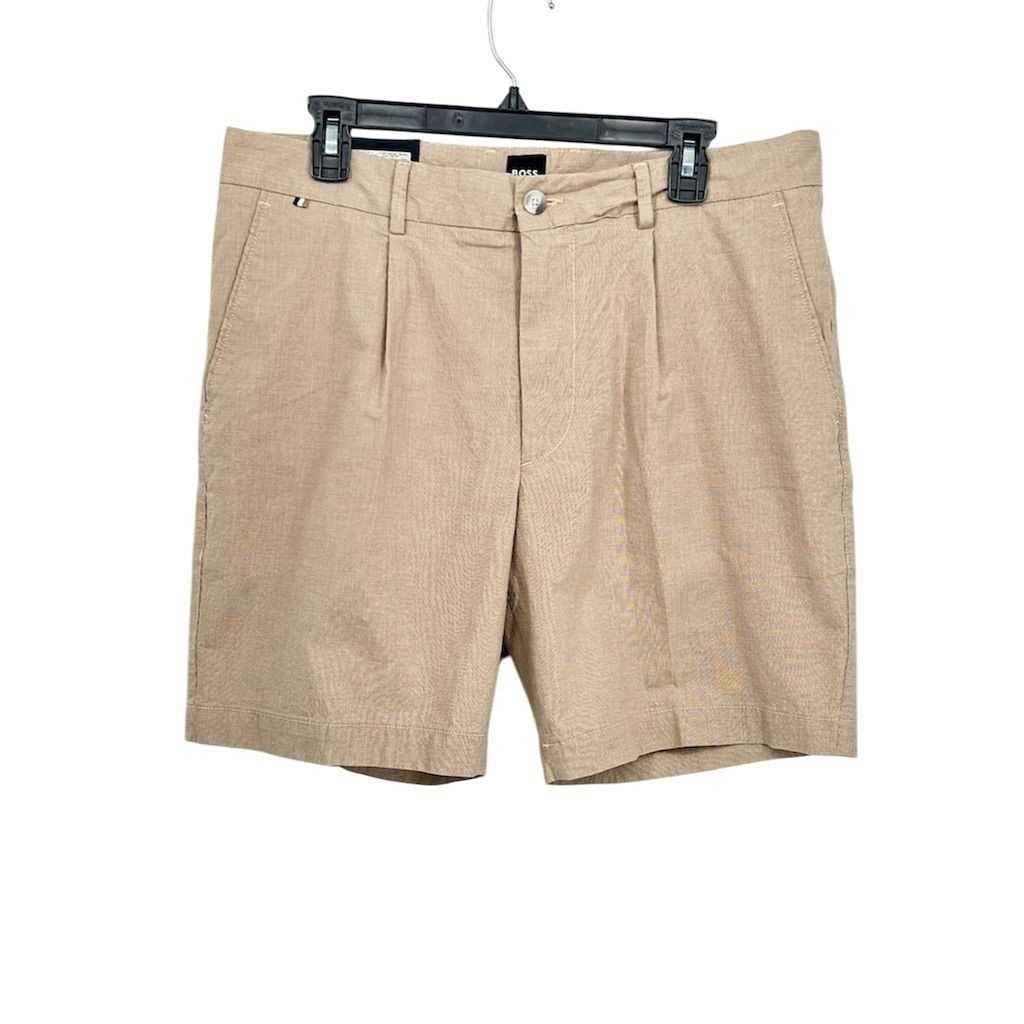 Hugo Boss Kane Men's Beige Chino Shorts Size 34 Pleated Front NEW thumbnail 7