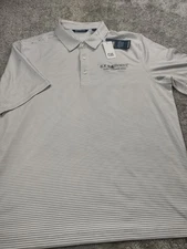NWT Cutter & Buck Golf Shirt Polo Mens XL DryTec 50+ White Striped logo