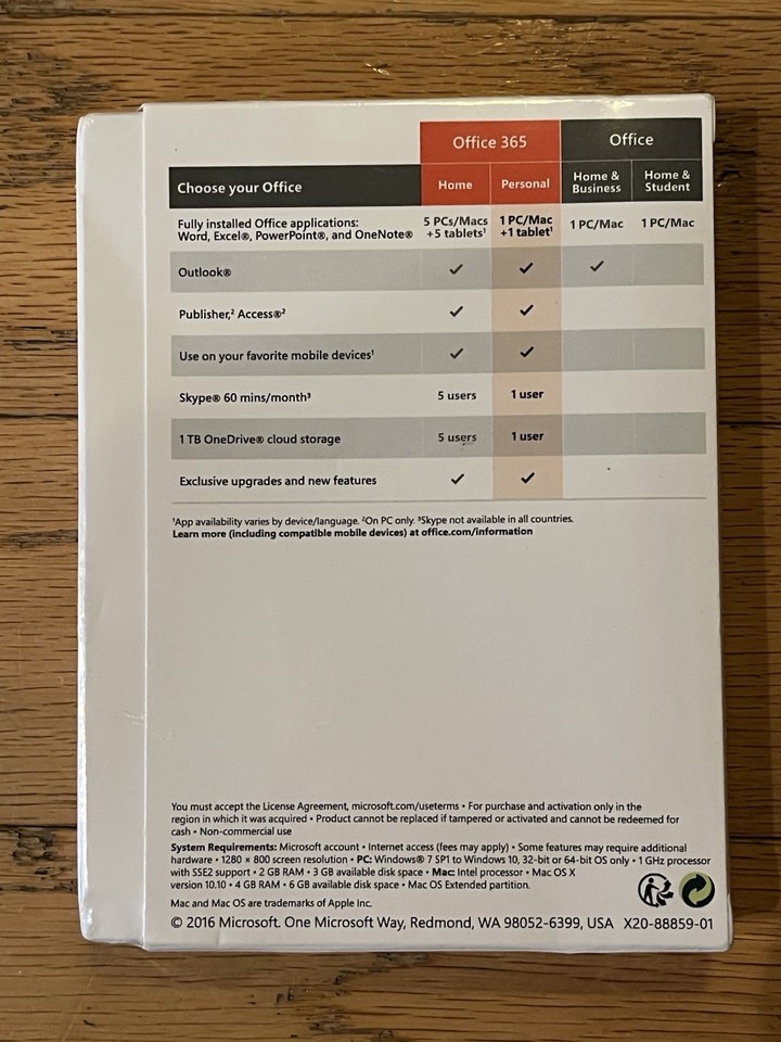 Microsoft Office 365 Personal 1 User 1 Year Subscription Windows Mac ...
