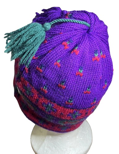 Merkley Copricapo 100% Lana Vintage Cappello Berretto Maglia Nappe Multicolore Vail Canada - Foto 3 di 10
