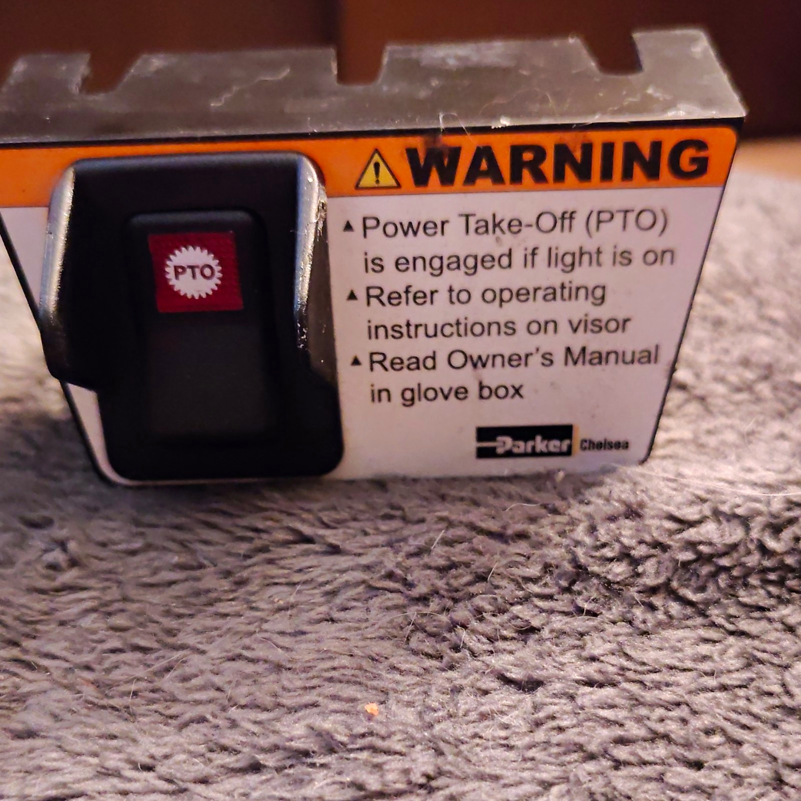 Parker PTO Rocker Switch Module w/ Warning Label On/Off Black Orange White