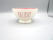 Rae Dunn White Outside, Red Inside "Believe" Ceral or Soup Bowl  16 oz