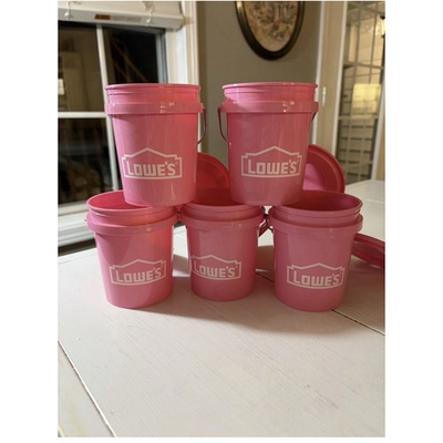 #ad #ad Lowe#x27;s Mini Bucket Pink w Lid RARE Lot of 5 SET SHIPS TODAY $23.90