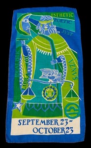 Vtg. Libra Tea Towel ~~ Zodiac Horoscope CHP