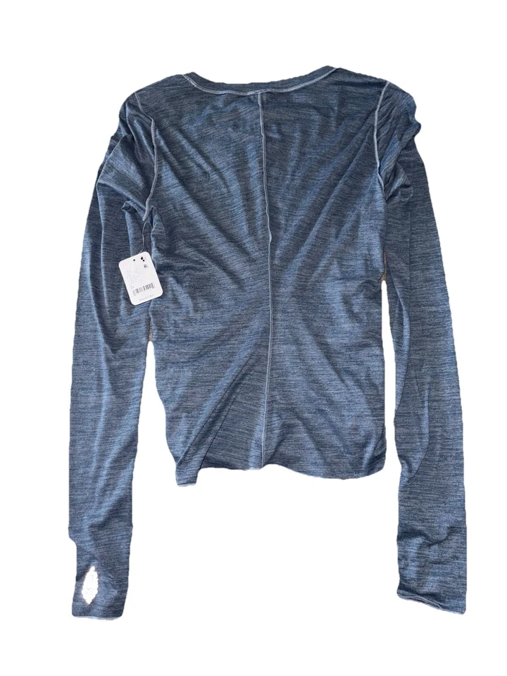 Free People FP Movement Right On Run 长袖衬衫蓝色宝石尺寸 XSmall XS — 第 4/4 张图片