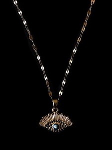 Authentic Gold-Plated Evil Eye Fan Pendant Necklace