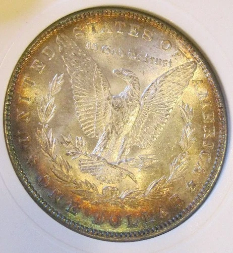 1887 Morgan Silver Dollar- UNC, Colorful toning, great luster, 5295-2