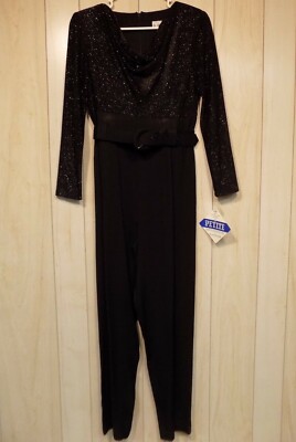Vtg 80s MENU Women's Jumpsuit Pants Romper Size 10 Pockets Black New Old  Stock
