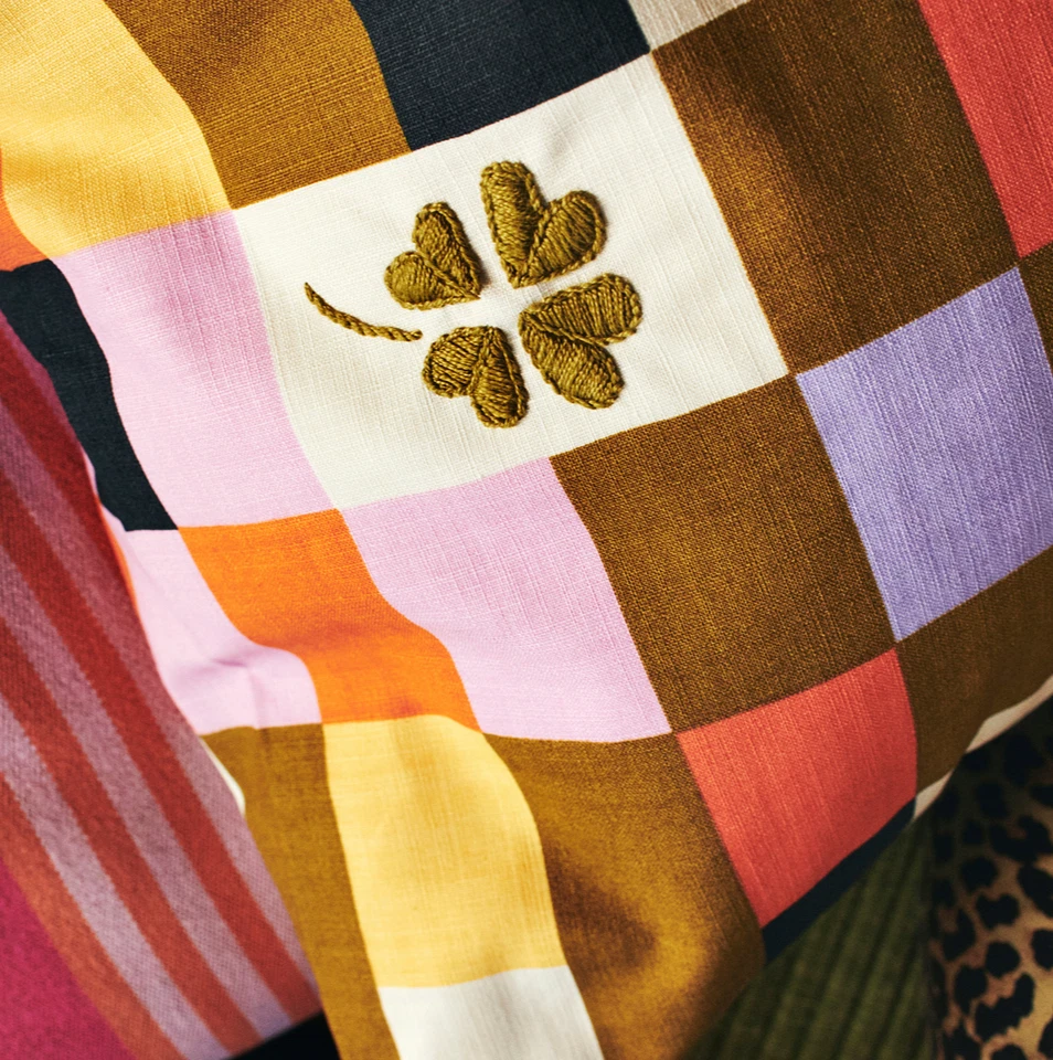 IKEA MAVINN Pillow Cushion cover, check pattern multicolour, 20 x 20" 50x50 cm - Image 4 of 4