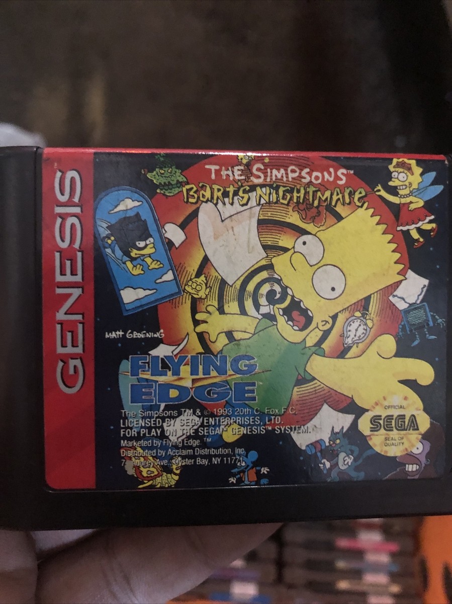 The Simpsons: Bart's Nightmare (Sega Genesis, 1993) Cart Only
