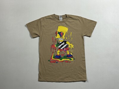 Bart Simpson Shirt Unisex SZ Small Dripping Paint Graphic Short Sleeve Crew  Neck