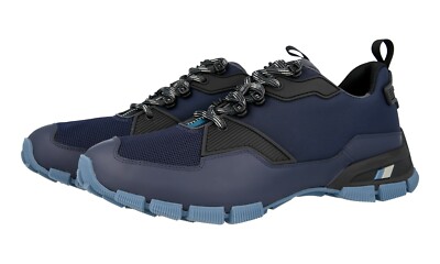 PRADA Leather Nylon Crossection Sneakers - 4E3147 - Blue - NEW -  US 9.5 EU 42,5