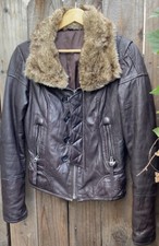 Womens Rare Brown Leather Firetrap Motorcycle Jacket Medium