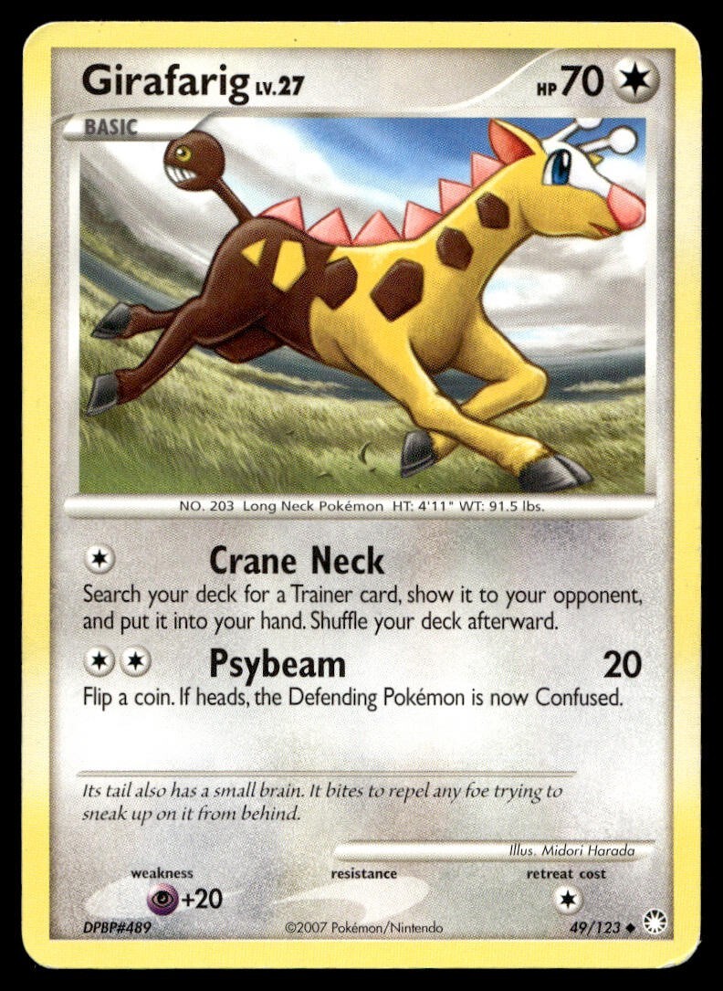 Girafarig 49/123 Pokemon Card Mysterious Treasures Uncommon 70 HP LP F28