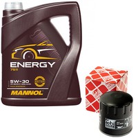 MotoröL Set 5W-30 5 Liter + ÖLfilter 38564 FüR VW Lupo 1.0 60 6X1 37 KW 50 PS