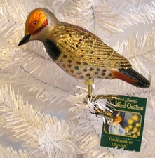 2008 NORTHERN FLICKER - OLD WORLD CHRISTMAS CLIP ON BLOWN GLASS ORNAMENT NEW