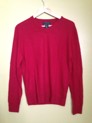 NWT Tahari Pure Luxe 100% Cashmere Men's Deep Red V Neck