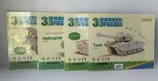 3D Wooden Puzzle DIY 3D Build It Yourself 4 Puzzles Plane/Boat/Tank/Helicopter