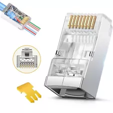 JODROAD- 50 pcs - Shielded RJ45 Cat6 Cat 6A Connectors - Pass Through Connector