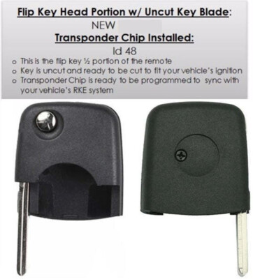replacement uncut flip key remote head keyless TT A4 A6 A8 S6 Quatro FOB 48 chip